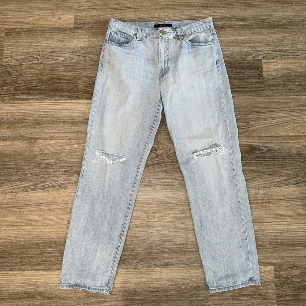 J Brand Tate Boy Fit Jeans Womens 27 Light Wash Distressed Denim
